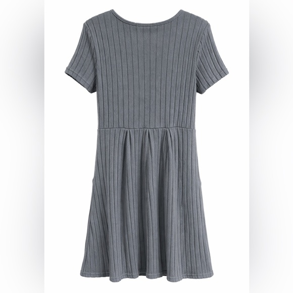 Gray Ribbed Mini Dress - Picture 2 of 4